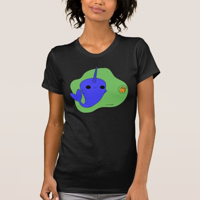 Camiseta Narwhal (fundo verde) (Frente)