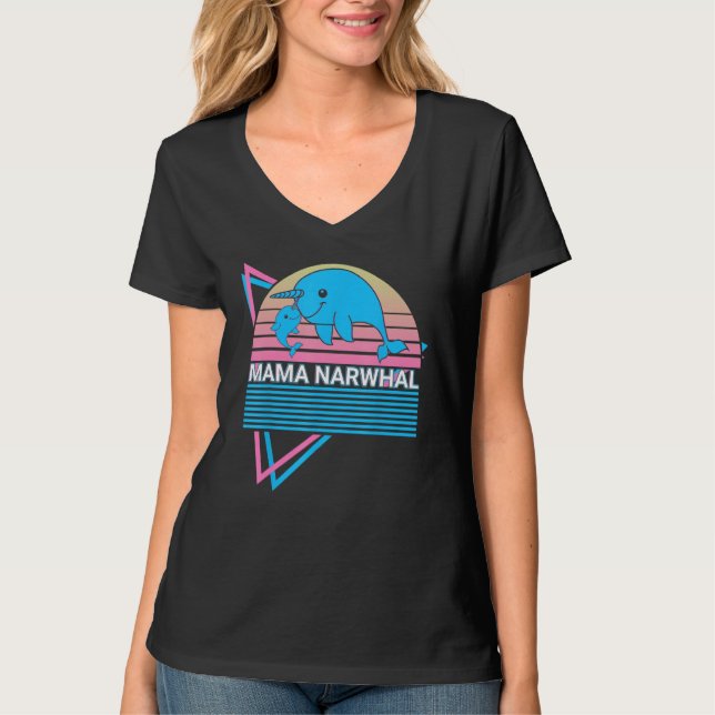 Camiseta Narwhal Mama Retro Mama Narwhal (Frente)