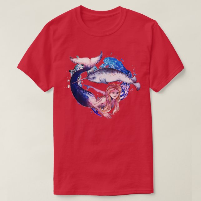 Camiseta Narwhal Mermaid Tail Design (Frente do Design)