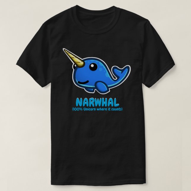 Camiseta NARWHAL oficial (100% Unicórnio onde conta) (Frente do Design)