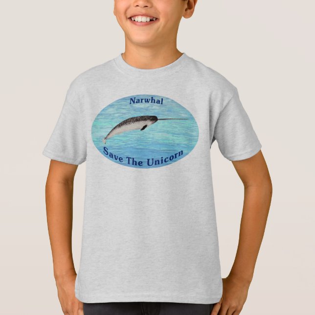 Camiseta Narwhal - Salvar o Unicórnio (Frente)