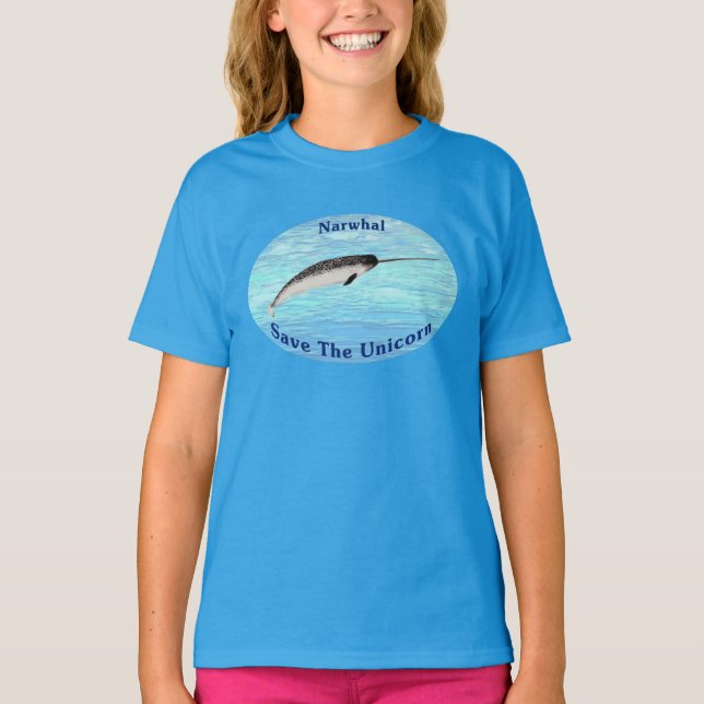 Camiseta Narwhal - Salvar o Unicórnio (Frente)
