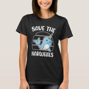 Camiseta Narwhal Unicórnio Salve os Narvais Peixe Crianças