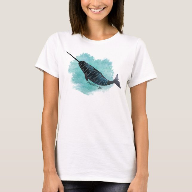 Camiseta Narwhal, Watercolor Ocean Heart (Frente)