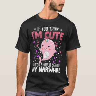 Camiseta Narwhat Heart Dia de os namorados Animal Para Mulh