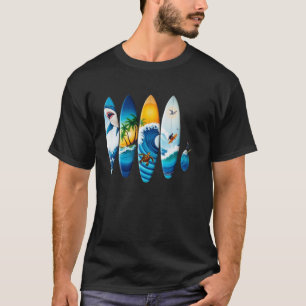 Camiseta Nas costas pranchas de surf tropicais, estilo sur