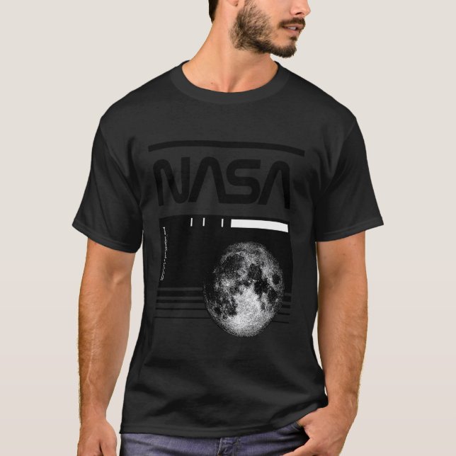 Camiseta NASA - Plano do Lua & Código de Barras (Frente)