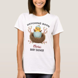 Camiseta Nascendo Em Breve Chuveiro De Bebê Frango Fofo