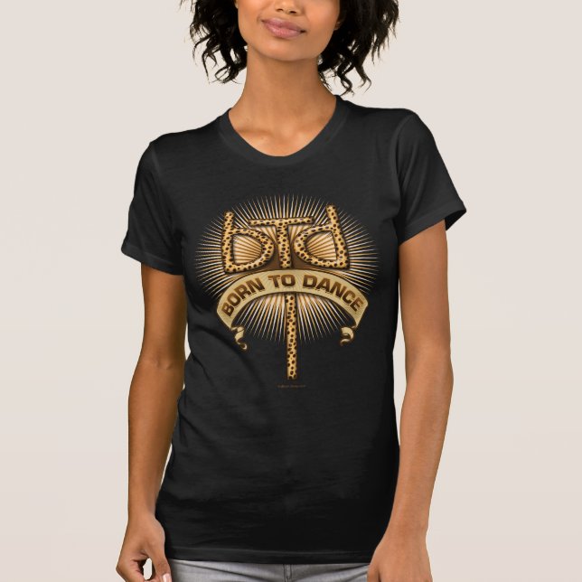 Camiseta Nascer a dançar (leopardo) (Frente)