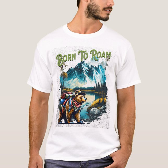 Camiseta "Nascer a roaming" ao ar livre/caminhada (Frente)