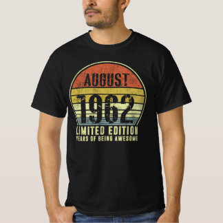 Camiseta Nascer Agosto De 1962 Edição Limitada Anos De Aw