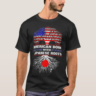 Camiseta Nascer Americano com Camisa-T de Raízes Japonesas