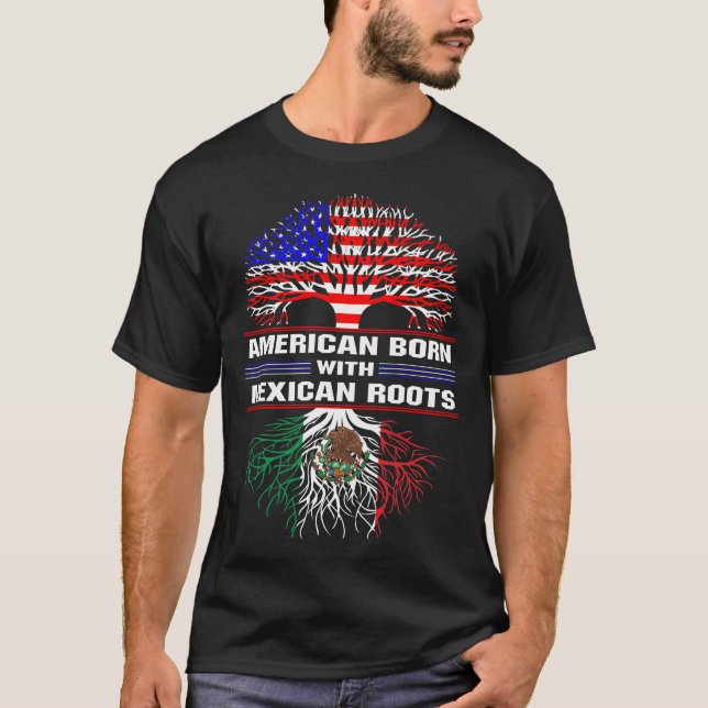 Camiseta Nascer Americano com Raízes Mexicanas (Frente)