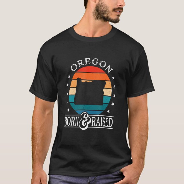 Camiseta Nascer Americano Oregon e Orgulho de Estado Retroa (Frente)
