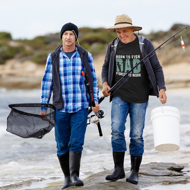 Camiseta Nascer ao Dia do Pai do Peixe, Pescador Engraçado (Born to Fish Father’s Day, Fisherman T-shirt)
