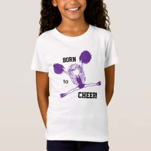 Camiseta Nascer ao elogio - cheerleader roxo da menina