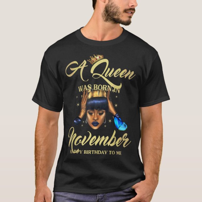 Camiseta Nascer Black Queen Em Novembro, Aniversário Black  (Frente)