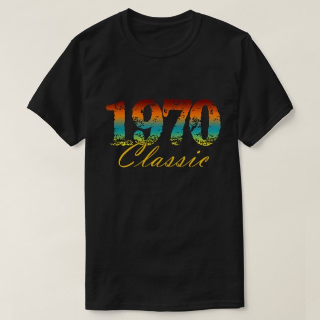 Camiseta Nascer Clássico De 1970 No Aniversário De 1970 (Frente do Design)