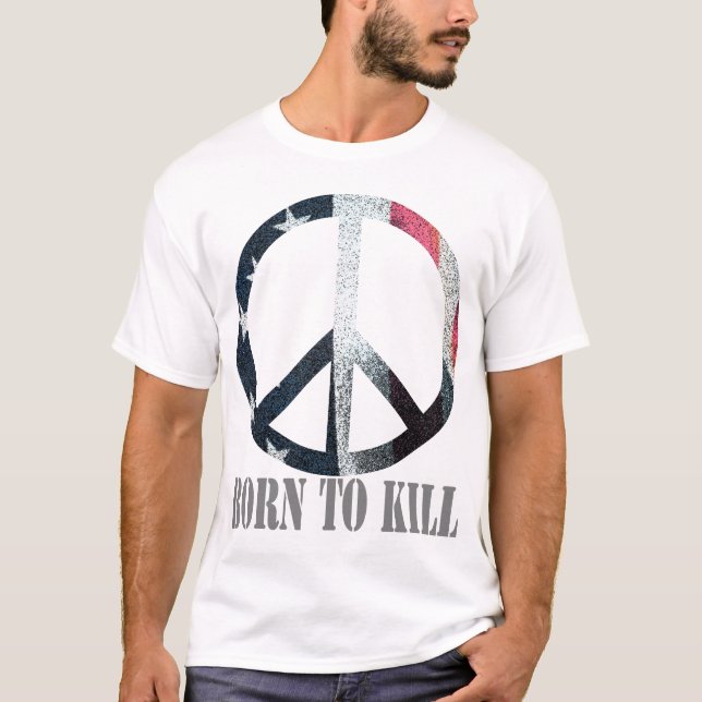 Camiseta Nascer da bandeira do símbolo de paz a matar (Frente)