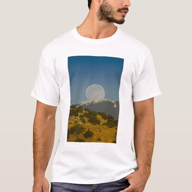 Camiseta Nascer da lua sobre as montanhas Sangre de Cristo, (Frente)