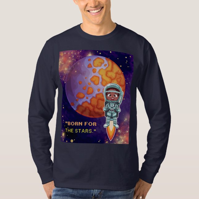Camiseta Nascer das estrelas, astronauta (Frente)