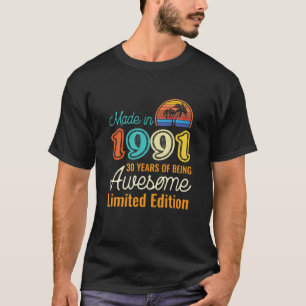 Camiseta nascer De 30 Anos Em 1991 Masculino aniversário d