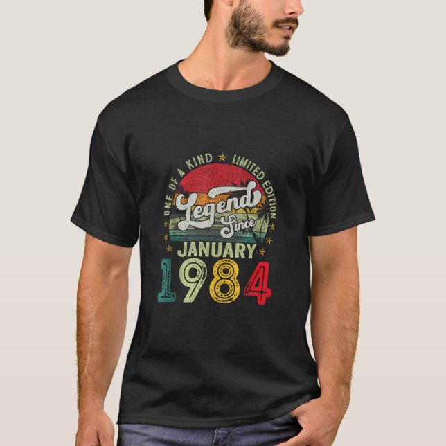 Camiseta nascer De 40 Anos Em Janeiro De 1984 aniversário d (Frente)