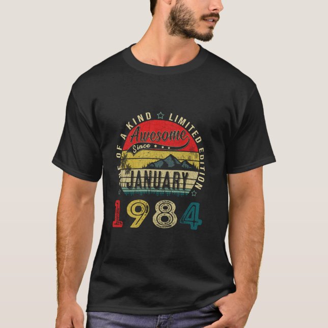 Camiseta nascer De 40 Anos No Quarto Dia Em Janeiro De 1984 (Frente)