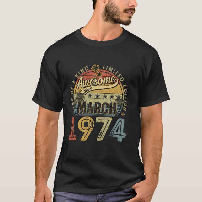 Camiseta nascer De 50 Anos Em Março De 1974 50º Presente An (Frente)
