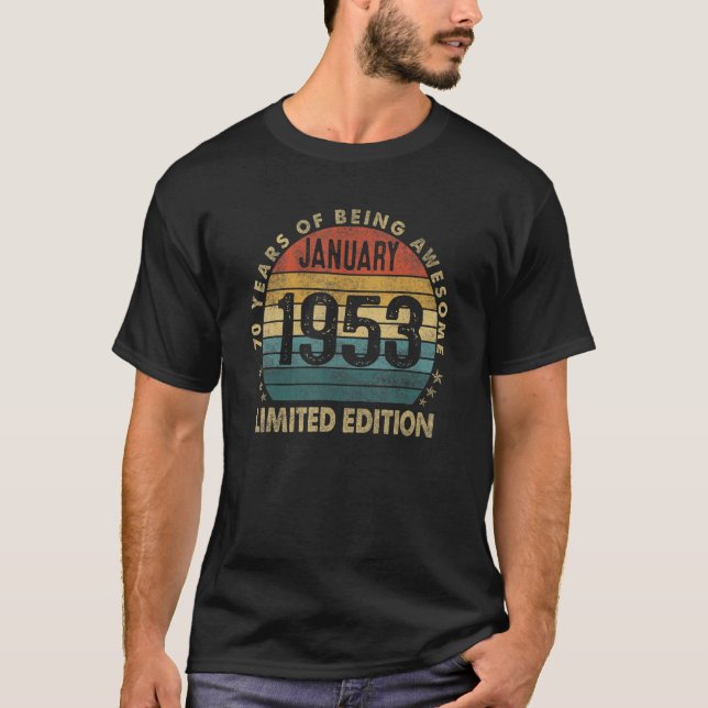 Camiseta Nascer de 70 de aniversário de 1953 de Janeiro de  (Frente)
