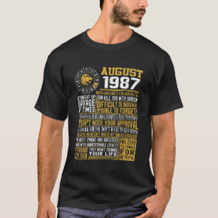 Camiseta Nascer de agosto Leo 1987 33º presente aniversário