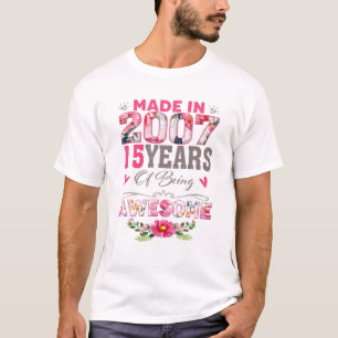 Camiseta nascer De Aniversário De 15 De 15 Anos Em 2007 Men