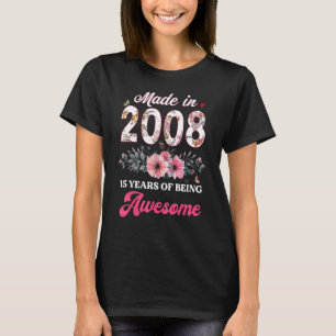 Camiseta Nascer de Aniversário de 15 em 2008 Raparigas-Pres