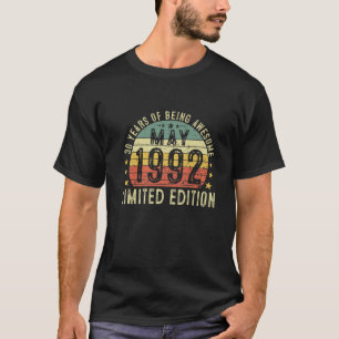Camiseta nascer De aniversário de 30 anos De Maio De 1992,