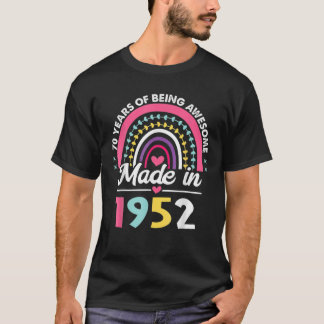 Camiseta nascer De Aniversário De 70 De 70 Anos Em 1952