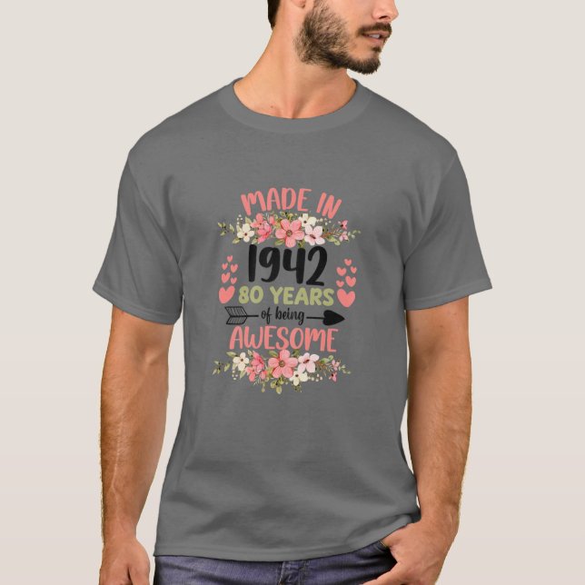 Camiseta nascer De Aniversário De 80 De 80 Anos Em 1942 Men (Frente)