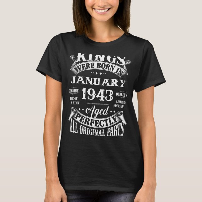 Camiseta Nascer De Aniversário Do Mens 80 Em Janeiro De 194 (Frente)
