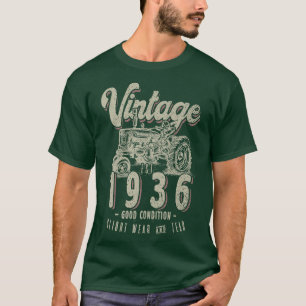 Camiseta Nascer De Aniversário Do Vintage Trator Farmer Em