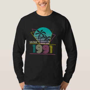 Camiseta Nascer De Aniversário Em 1991 Vintage Palms