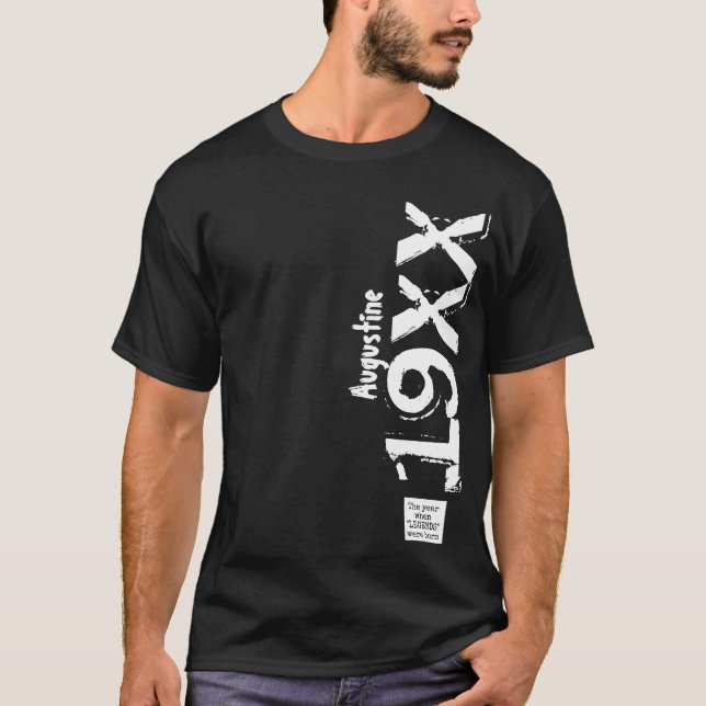 Camiseta Nascer De Aniversário Em Qualquer Ano Legenda Vint (Frente)