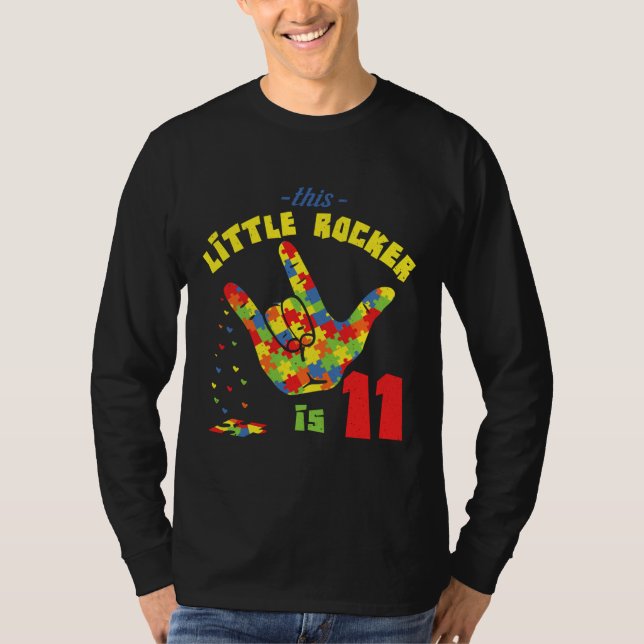 Camiseta Nascer de Autismo de Nascimento do Rocker 11 (Frente)