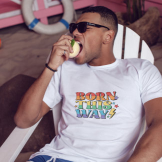 CAMISETA NASCER DE BANDEIRA DE RAINBOW DESTA FORMA RETRO-ES