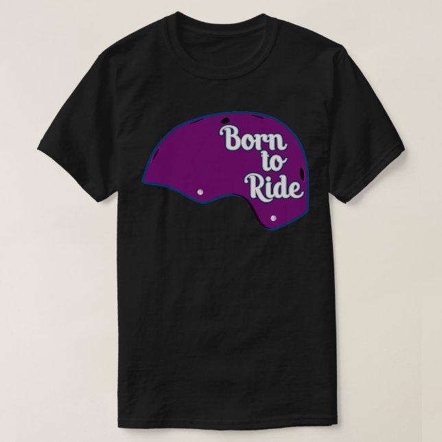 Camiseta Nascer de capacete de skate para andar roxo (Frente do Design)