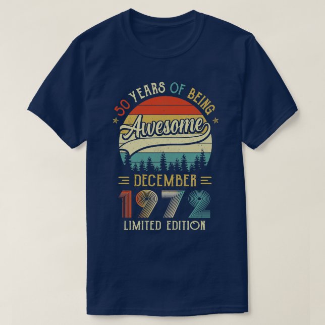 Camiseta Nascer De Dezembro De 1972 50º Aniversário Feito E (Frente do Design)