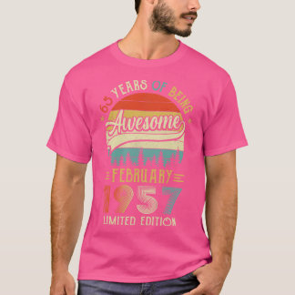 Camiseta Nascer De Fevereiro De 1957 65º Aniversário Feito 