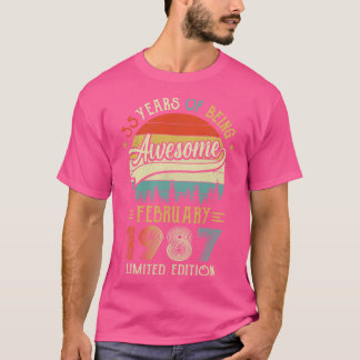 Camiseta Nascer De Fevereiro De 1987 35º Aniversário Feito 