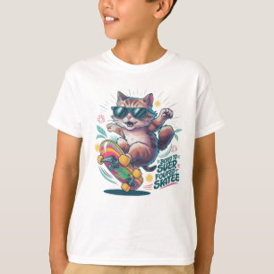 Camiseta Nascer de Gato de Skate para Surf, Skate Forçado