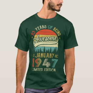 Camiseta Nascer De Janeiro De 1947 75º Aniversário Feito Em