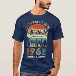 Camiseta Nascer De Janeiro De 1962 60º Aniversário Feito Em