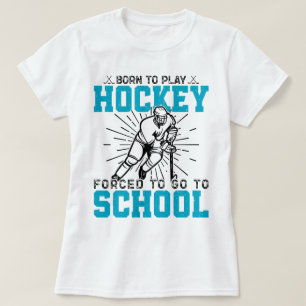 Camiseta Nascer De Jogar Aniversário Colorido De Hóquei Pre